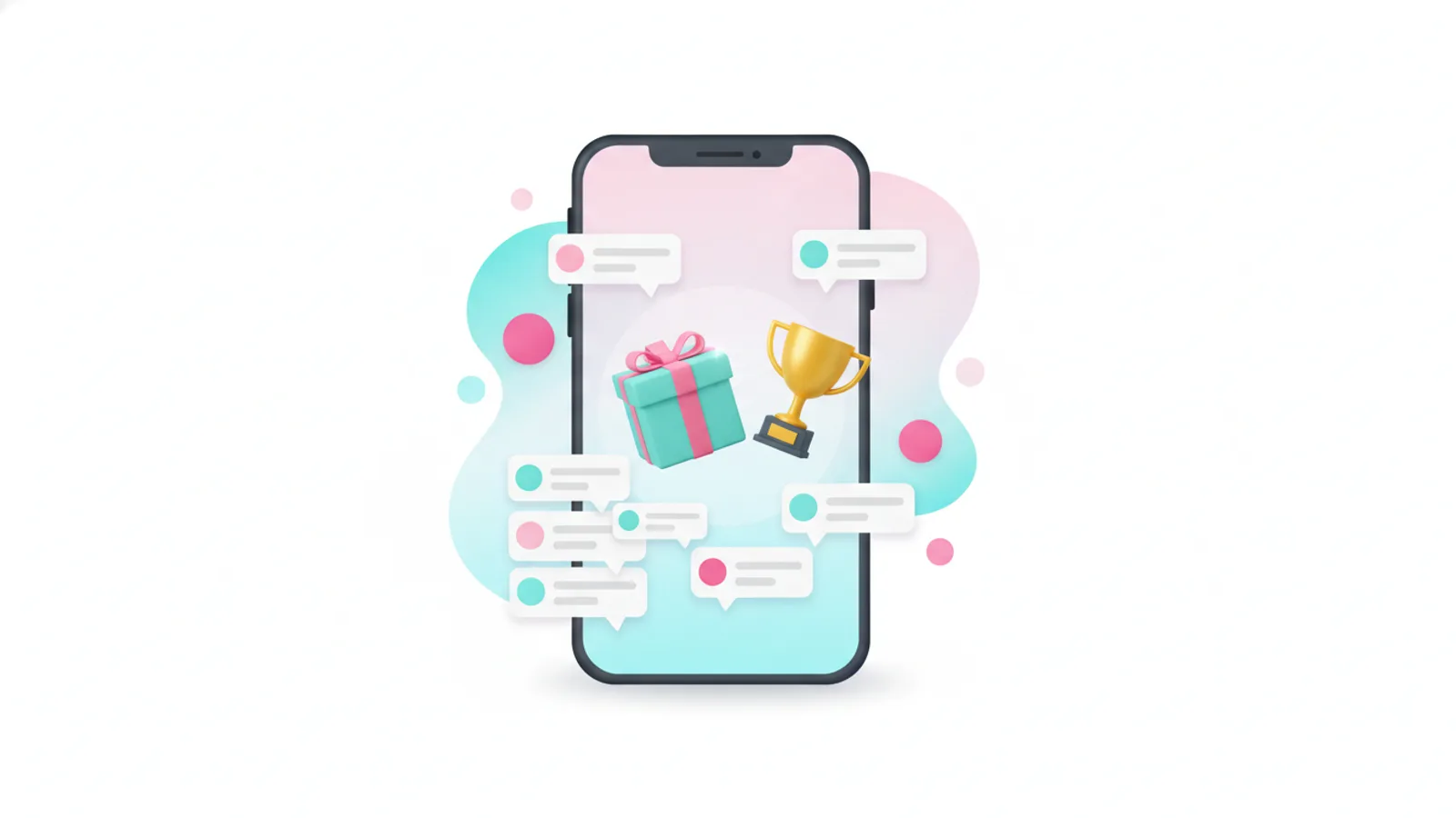 TikTok giveaway with gift box and trophy, comments exported to pick a winner